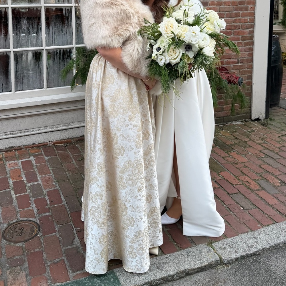 Azazie Champagne floral dress